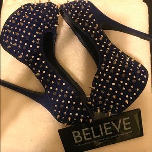 Blue Studded Spiked Pump Platforms